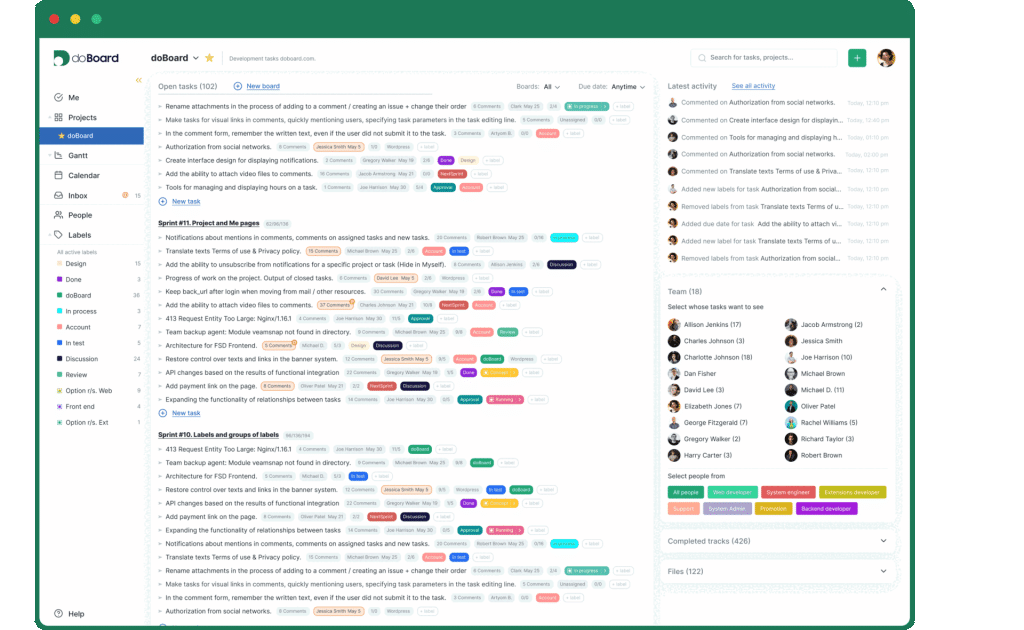 doBoard - Project Management Tracker - Interface