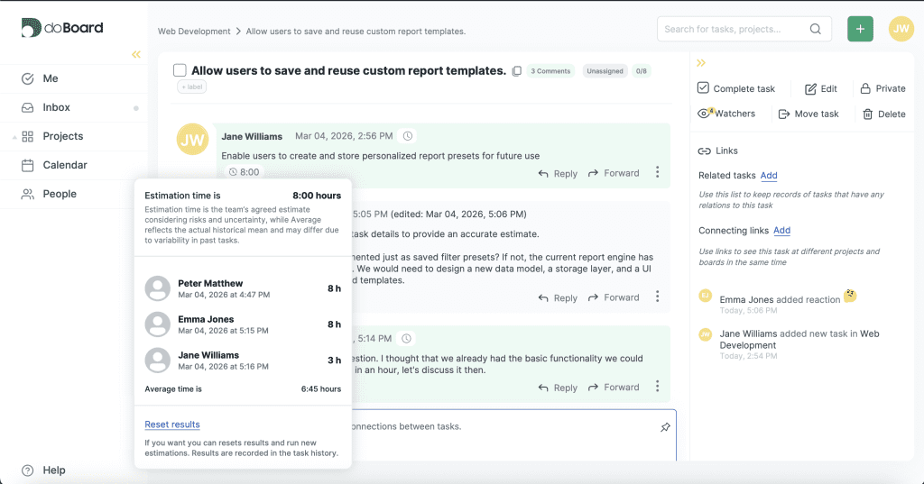 doBoard - planning-poker online - voting results 