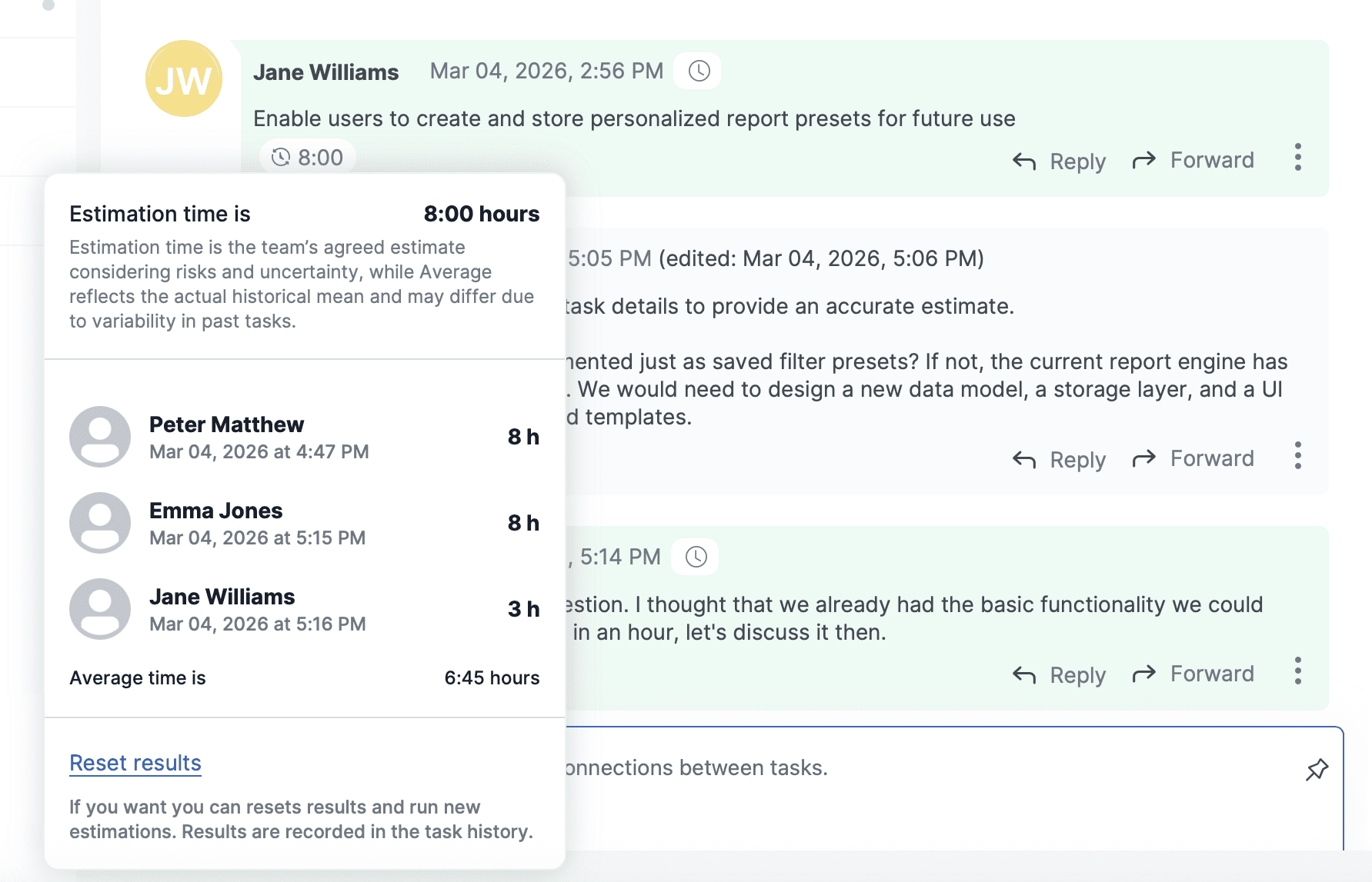 doboard-planning-poker-online-results-closeup Revealed team voting results for story points or hours estimation in doBoard