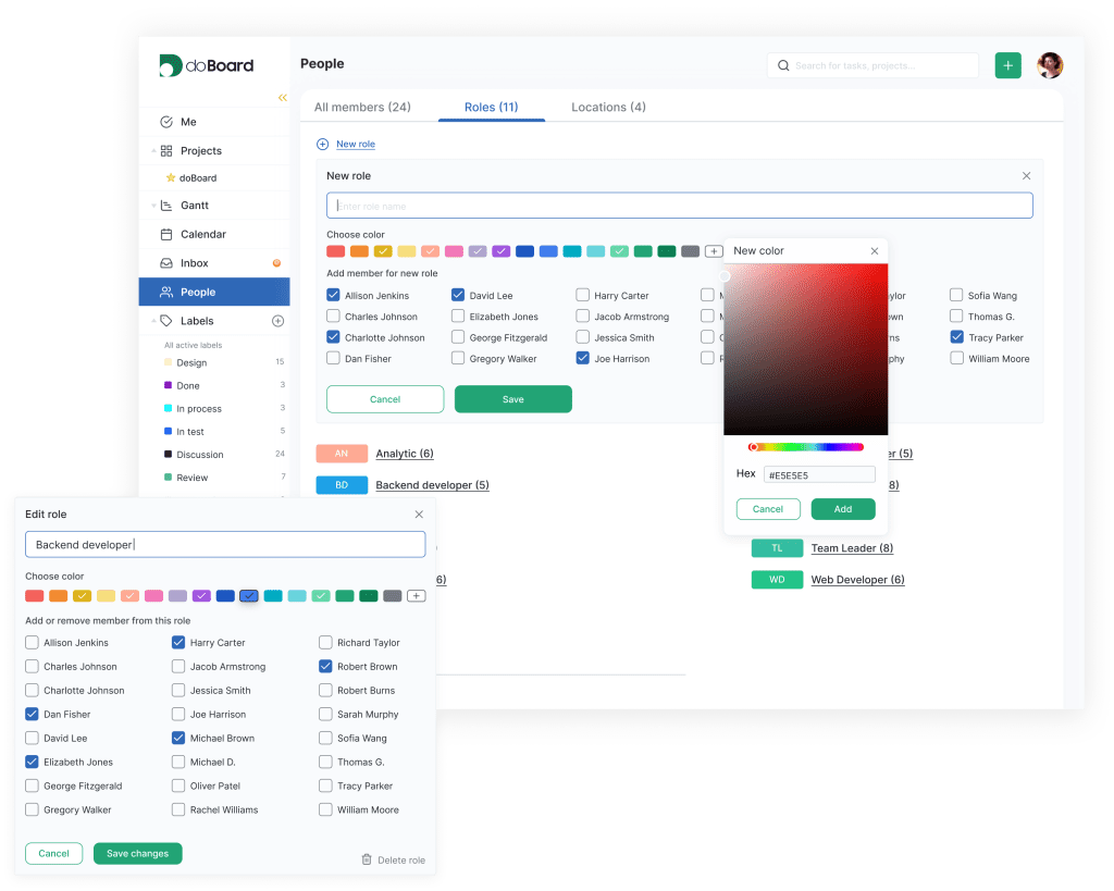 doBoard - Project Management Tool - Features - Teams and Roles