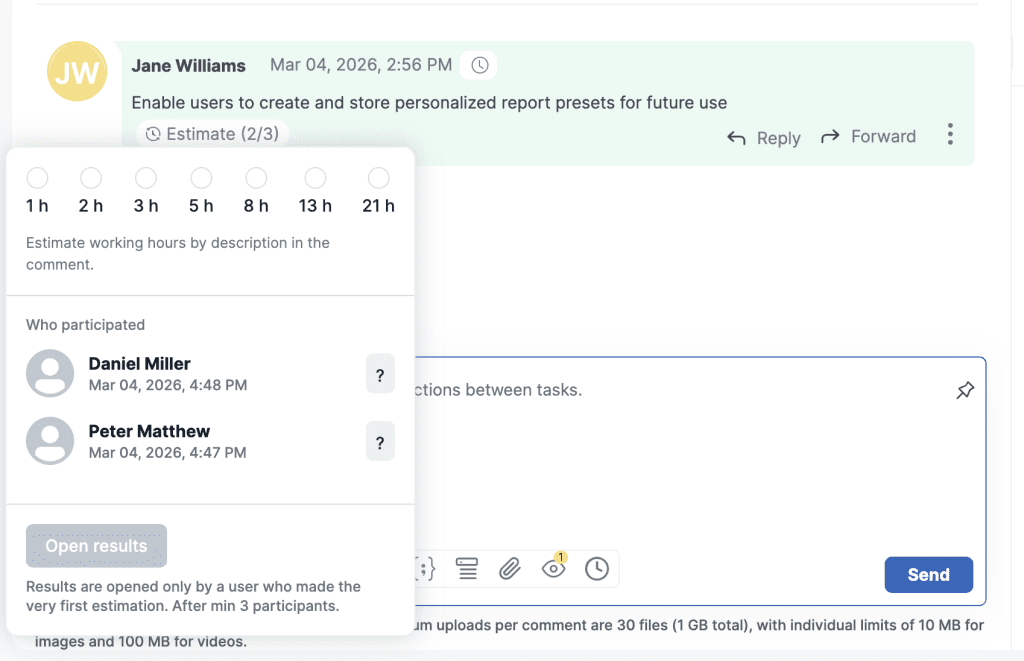 Planning Poker Online in doBoard - voting