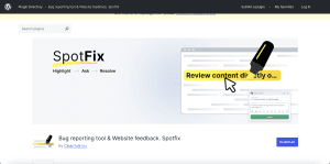 Spotfix website feedback plugin page on WordPress.org plugin directory