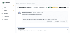 Spot created — in-context website feedback request captured and ready to resolve - task on a dedicated dashboard on doBoard