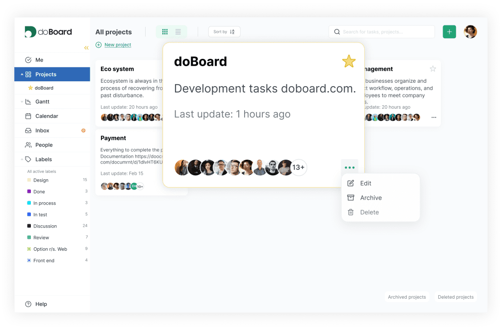 doBoard PM Tool Interface: Project Structure
