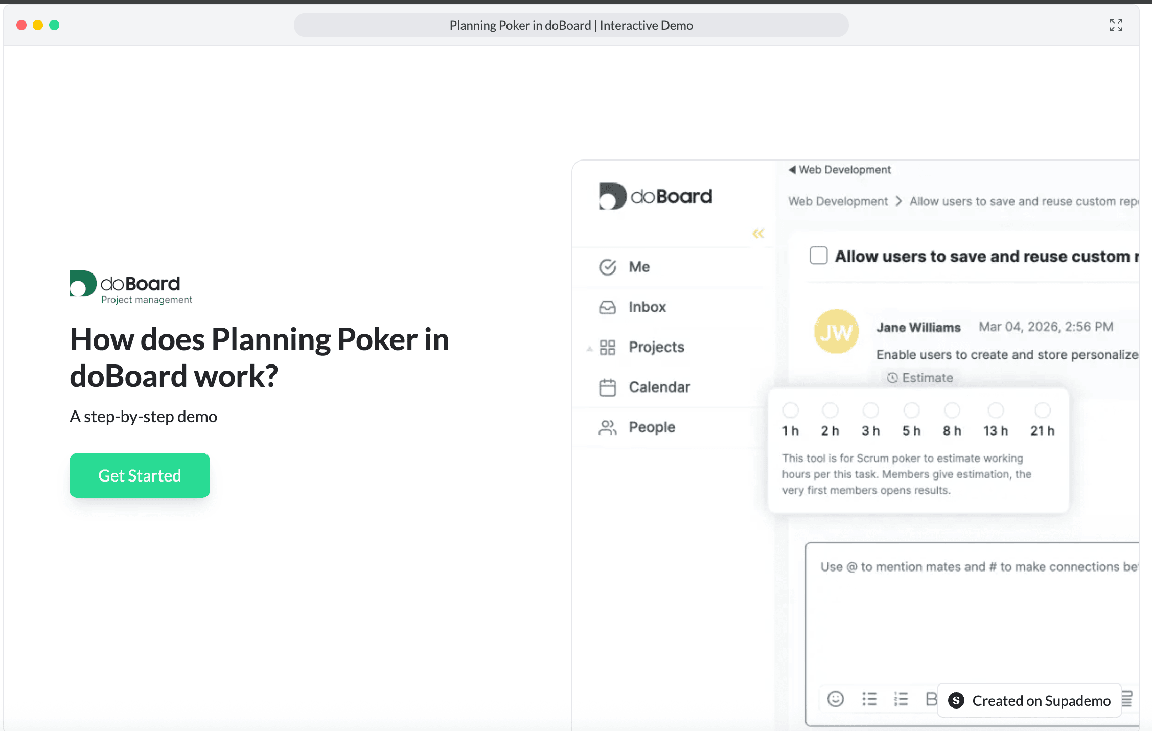 Planning Poker interactive walkthrough in doBoard